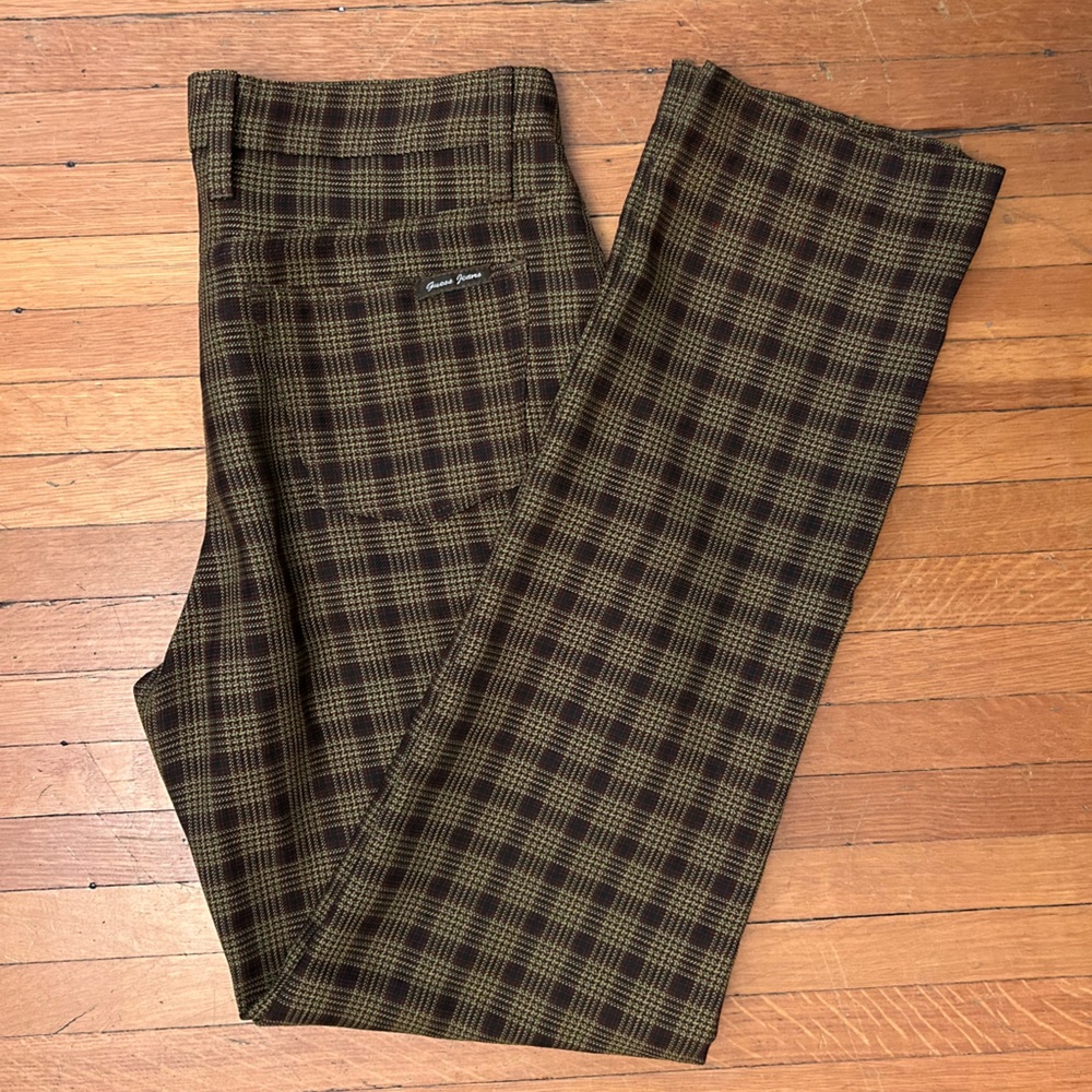 GUESS Jeans Brown and Green Plaid Pants, size 29